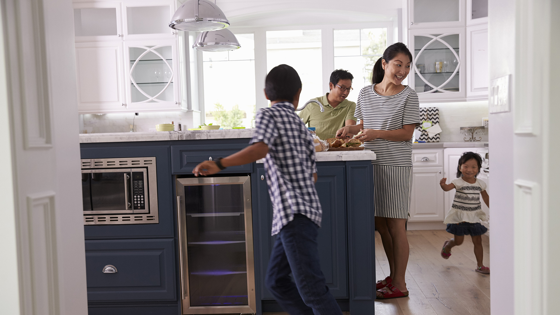 family in kitchen