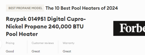 Raypak Atop Best Pool Heaters of 2024